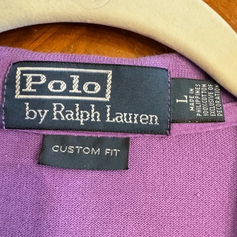 Polo Ralph Lauren Custom Fit Polo Shirt Size L Large Purple Pony Preppy Golf